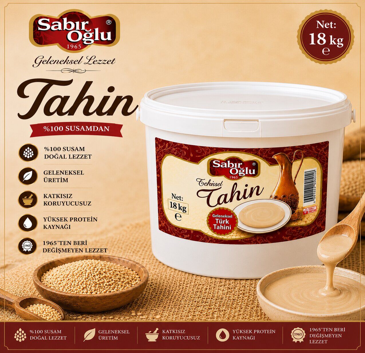 SABIROĞLU BEYAZ TAHİN 18 KG KOVA