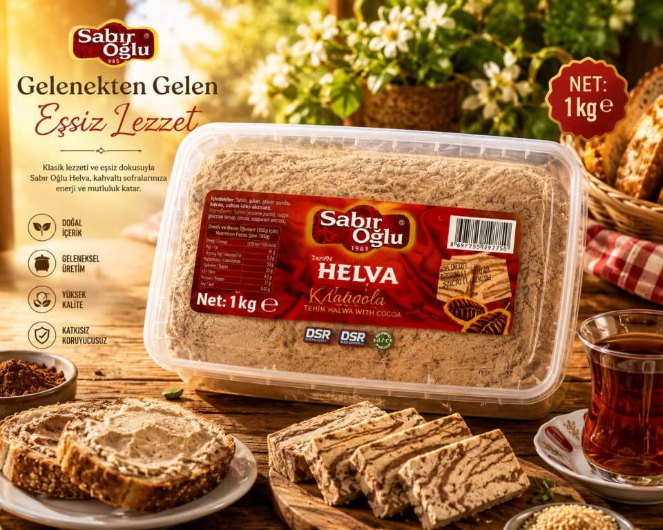 SABIROĞLU KAKAOLU BLOK HELVA 1000 GR