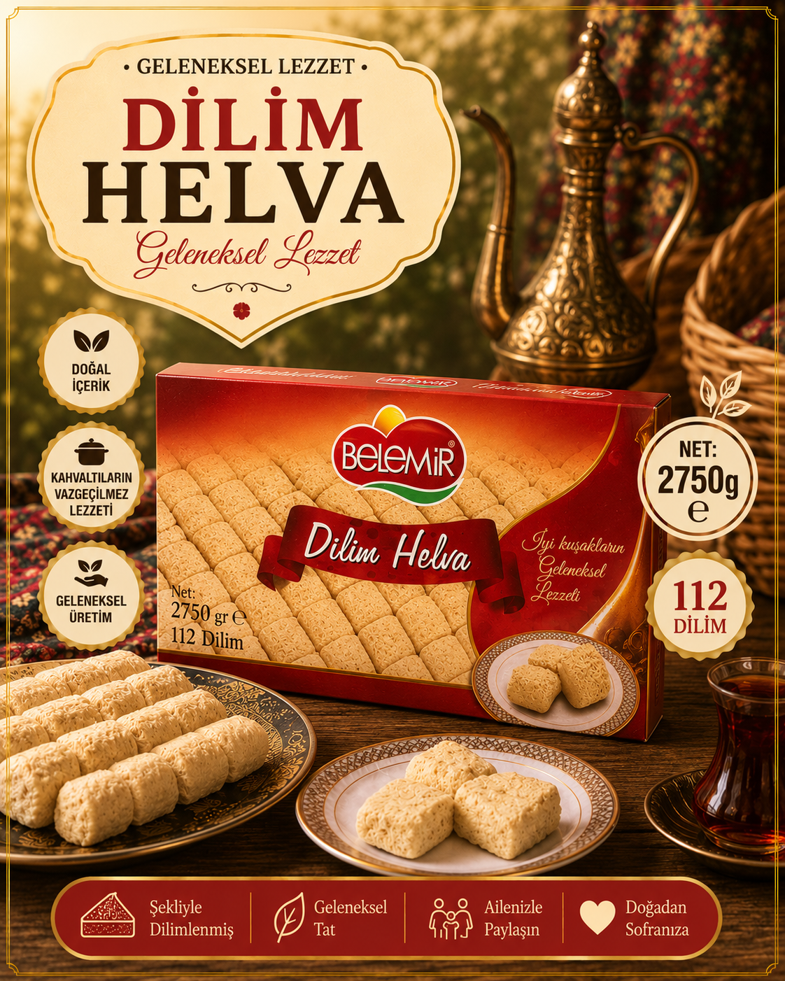 BELEMİR VANİLYALI DİLİM HELVA 2750 GR