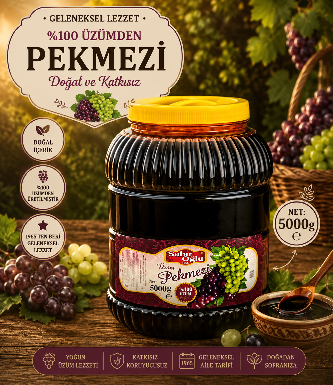 SABIROĞLU ÜZÜM PEKMEZİ NET 5000 GR