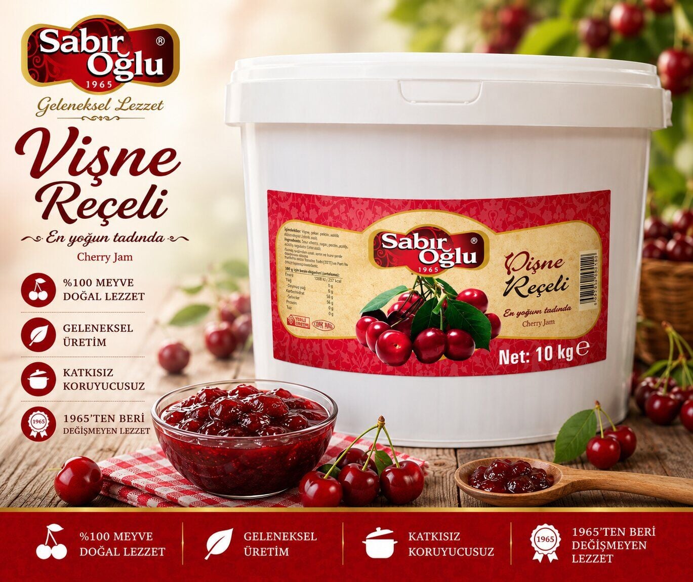 SABIROĞLU VİŞNE REÇELİ NET 10 KG