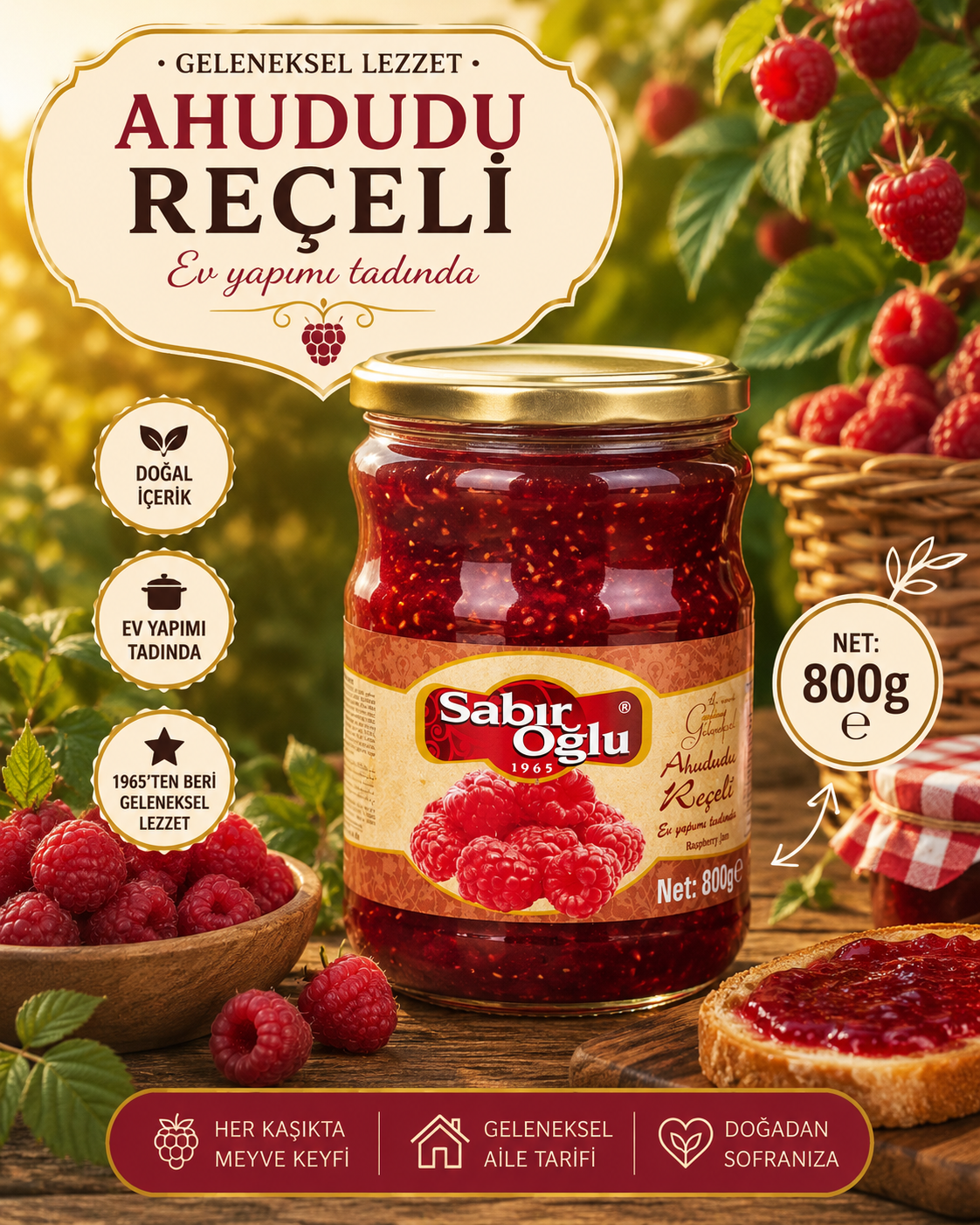 SABIROĞLU AHUDUDU REÇELİ NET 800 GR KAVANOZ