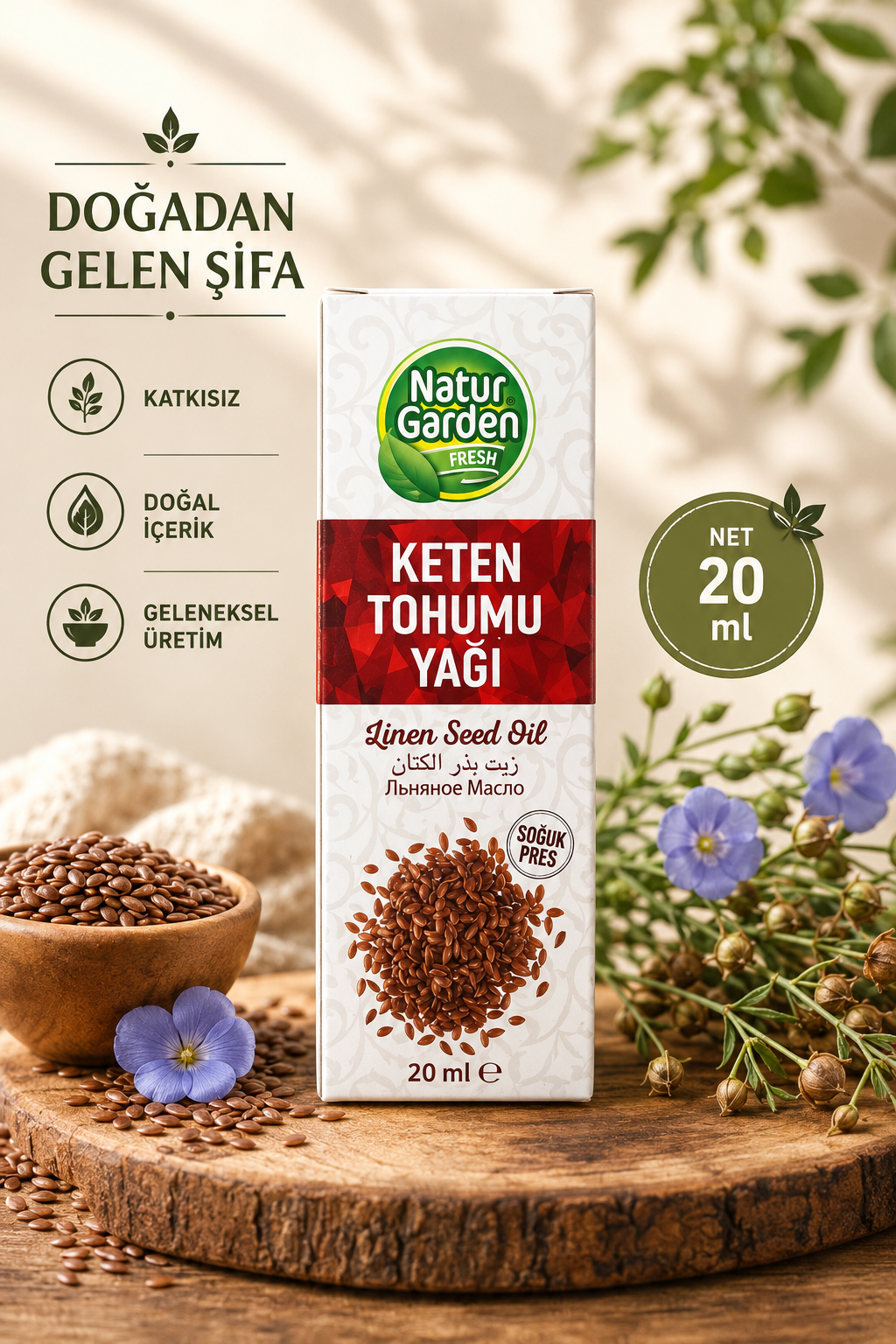 Natur Garden Keten Tohumu Yağı 20 ML