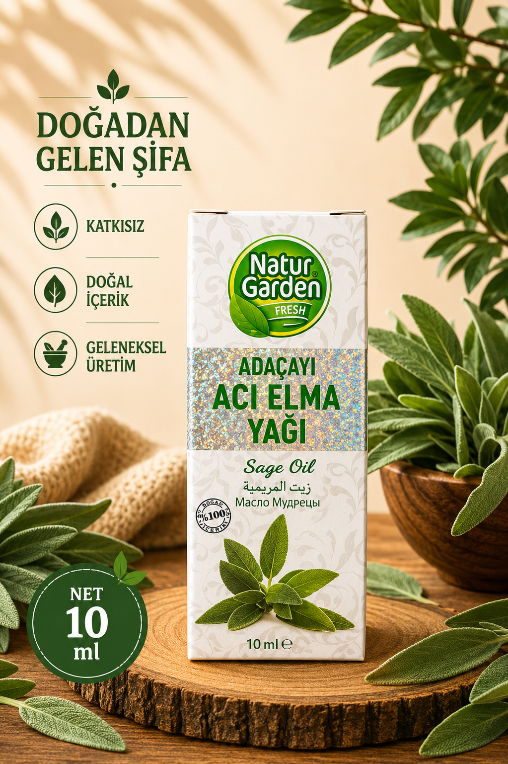 Natur Garden Adaçayı ( Acı Elma ) Yağı 10 ML