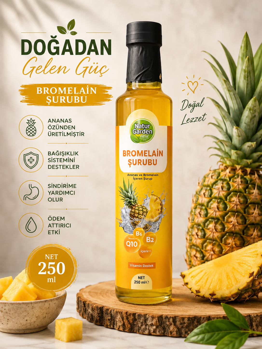 Natur Garden Bromelain Şurubu 250 ml