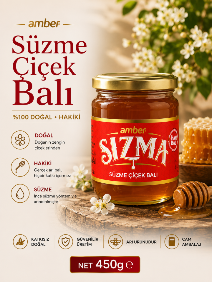 Amber Süzme Çiçek Balı 450 g