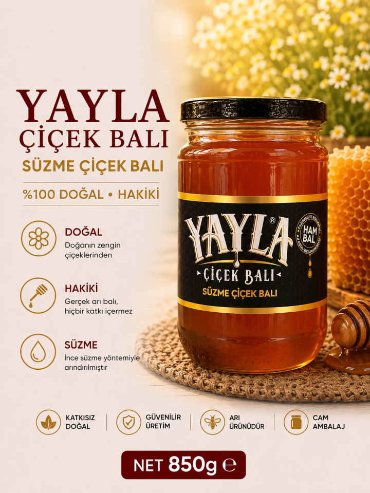 Yayla Süzme Çiçek Balı 850 g