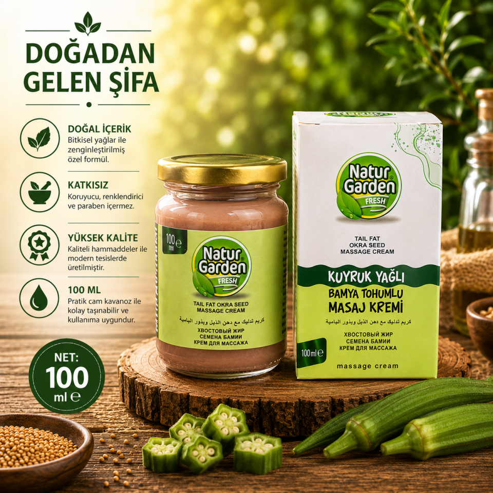 Natur Garden Fresh Kuyruk Yağlı Bamya Tohumlu Masaj Kremi – 100 ml