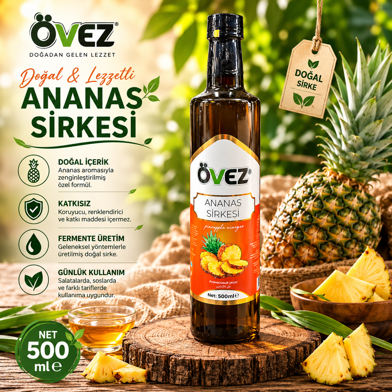 Övez Ananas Sirkesi 500 ml